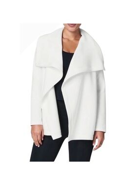 SPANX White Open-Front Draped Waterfall Sweater Jacket